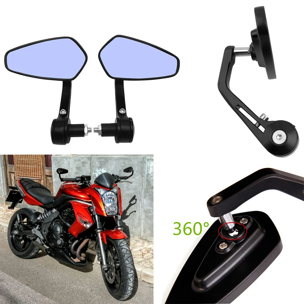 Espejos retrovisores plegables instalados en un manillar de motocicleta