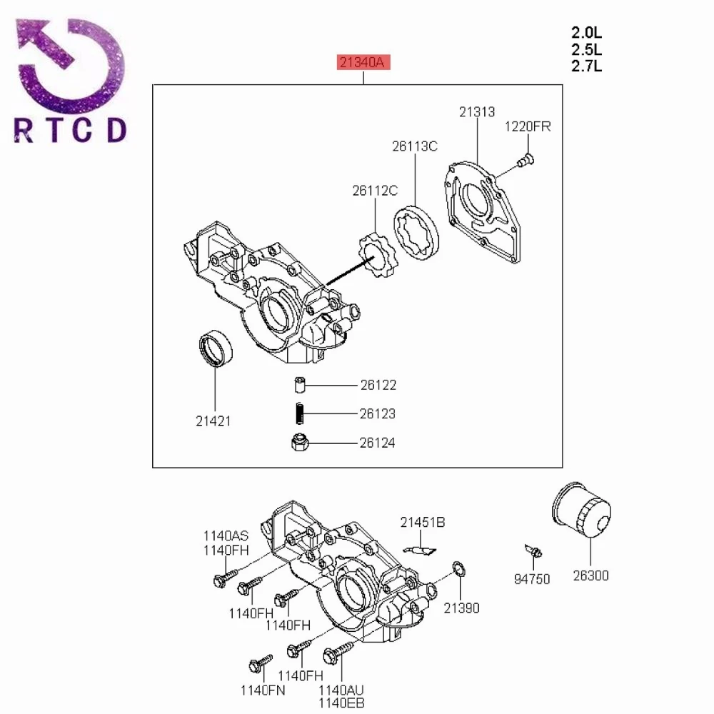 Carcasa de bomba de aceite para Hyundai Tucson y Kia SPORTAGE