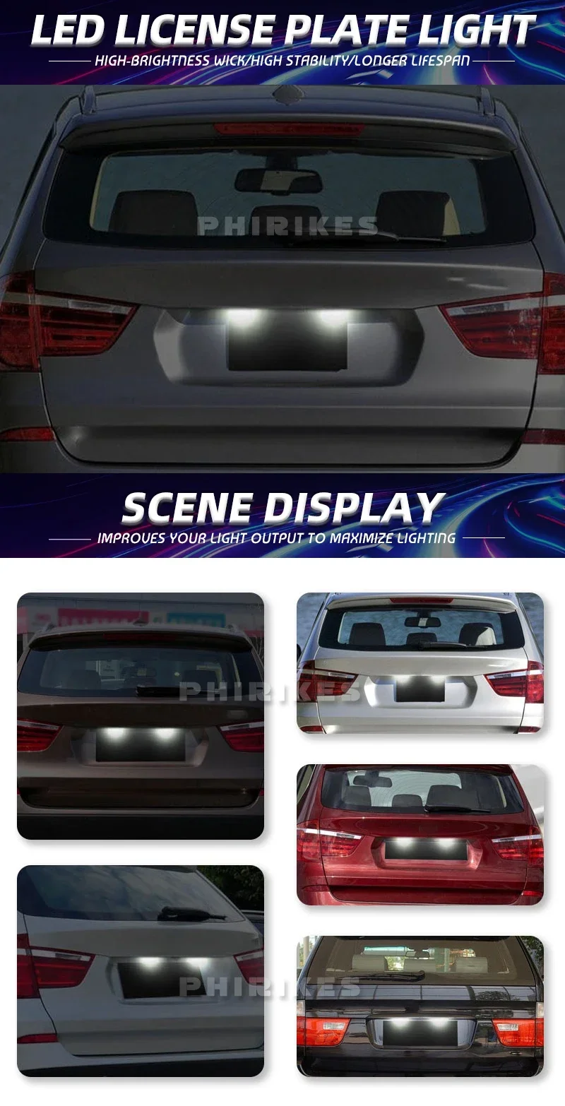 Luz LED instalada en la placa de matrícula de un BMW X5