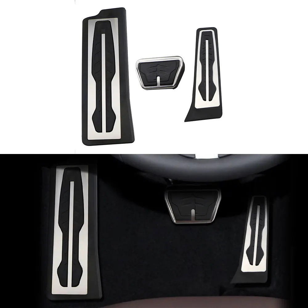 Cubiertas de pedal para coche en acabado plateado y negro