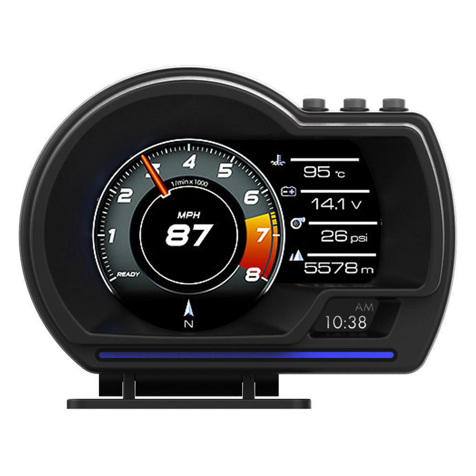 Detalle de la pantalla mostrando datos de velocidad
