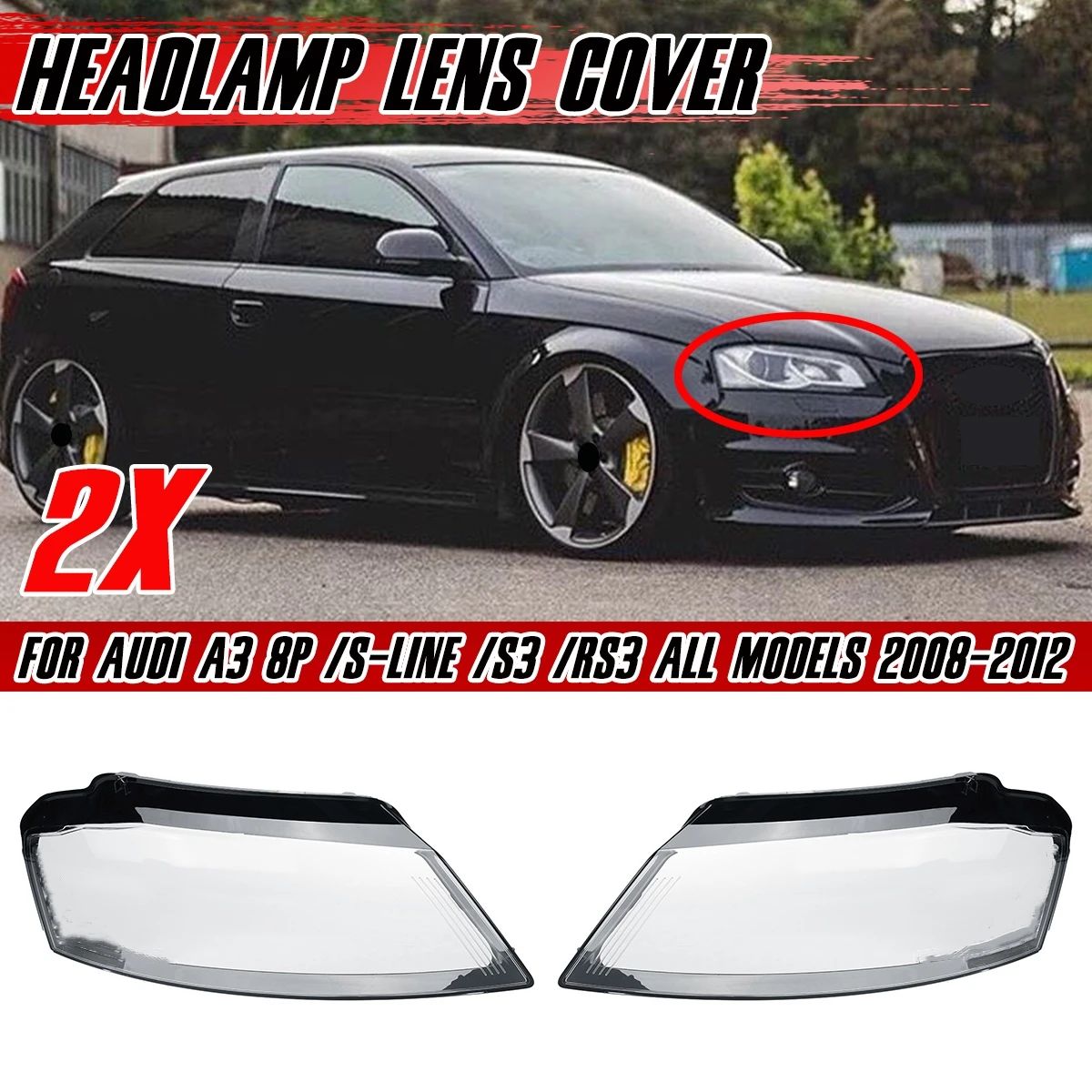 Cubierta de lente de faro transparente para Audi A3 8P