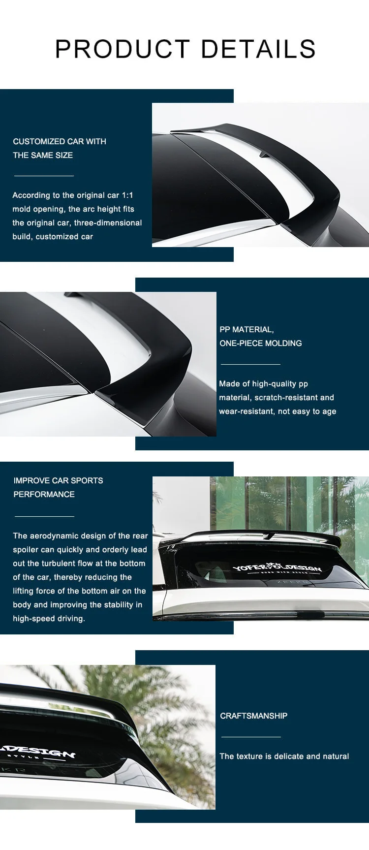 Vista frontal del alerón montado