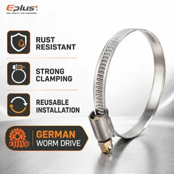 Abrazaderas de Manguera de Acero Inoxidable con Accionamiento de Tornillo Sin Fin, Rango Ajustable de 8mm-170mm, Abrazaderas de Tubería Resistentes para Fijación de Mangueras de Silicona de Radiador de Coche