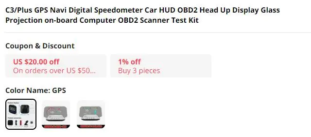 Pantalla frontal HUD C3 Plus