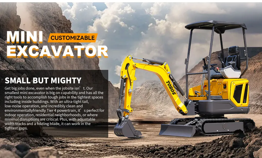 Miniexcavadora en funcionamiento