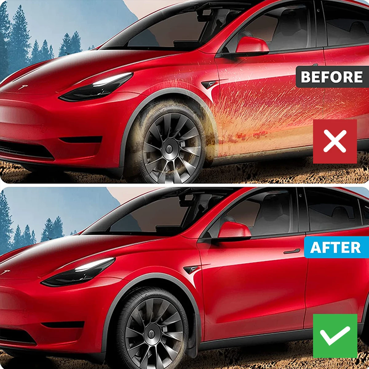 Guardabarros protectores para Tesla