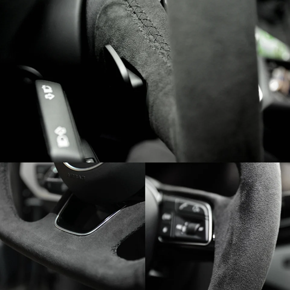 Funda de volante en gamuza negra para Lexus ES300h
