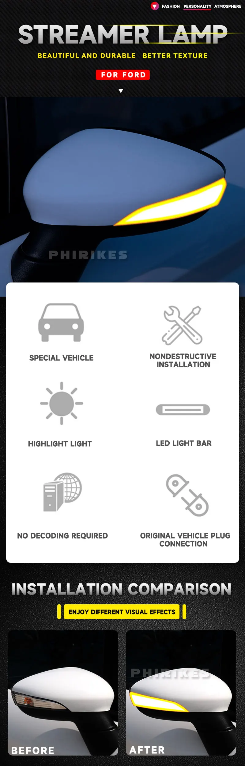 Luz LED de giro dinámica - retrovisor lateral pieza 1