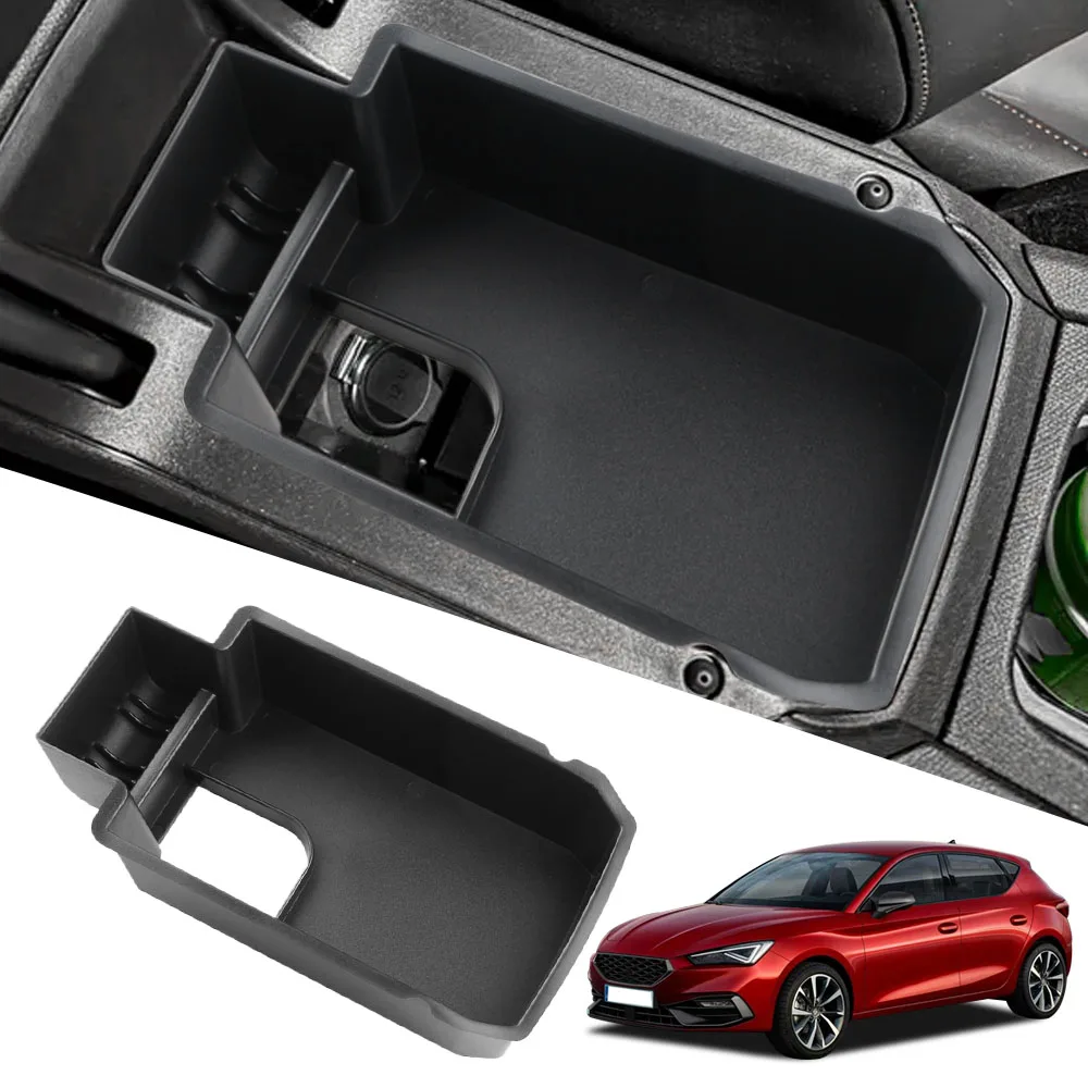 Interior del reposabrazos SEAT Leon MK4 con la caja instalada