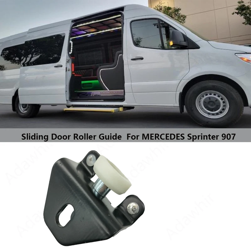 Guía de rodillo instalada en puerta corredera de Mercedes Sprinter