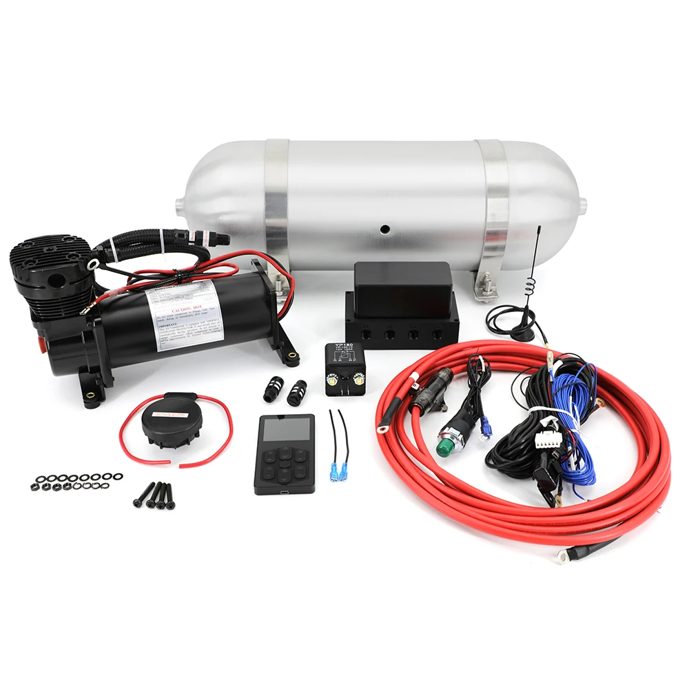 Vista frontal del kit con controlador y mangueras