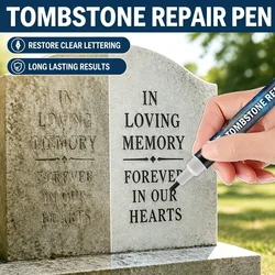 Bolígrafo Reparador de Lápidas KJM, Restaurador de Letras Desgastadas en Monumentos, Marcador de Piedra Impermeable, 2 Piezas, para Mármol, Granito, Lápidas de Mascotas