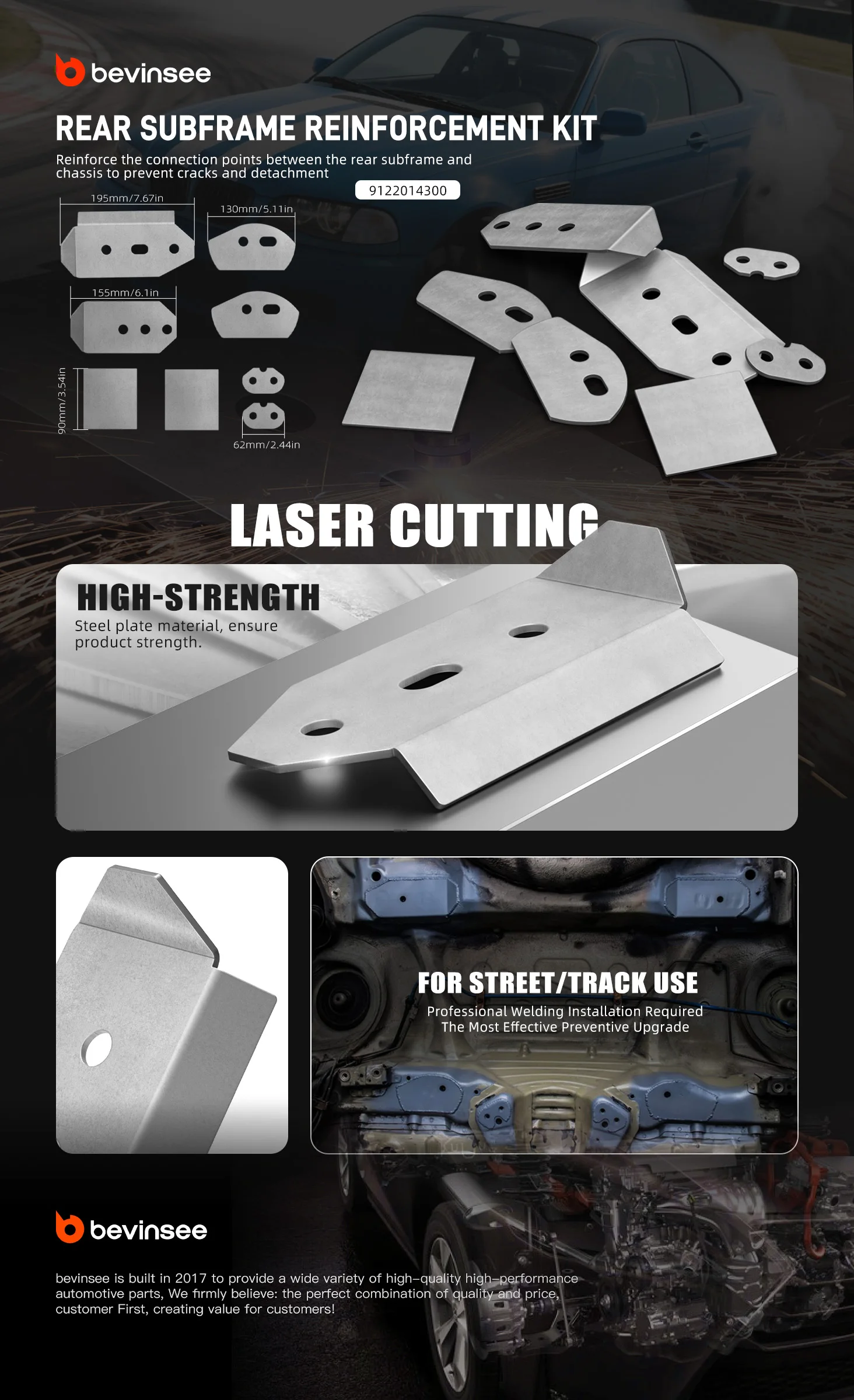 Kit de refuerzo subchasis trasero para BMW E46