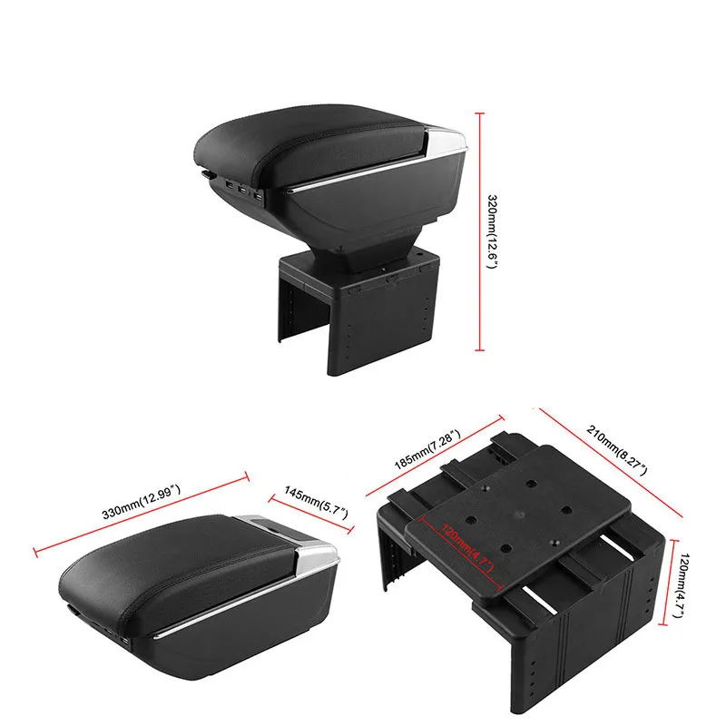 Vista frontal de la caja de almacenamiento negra