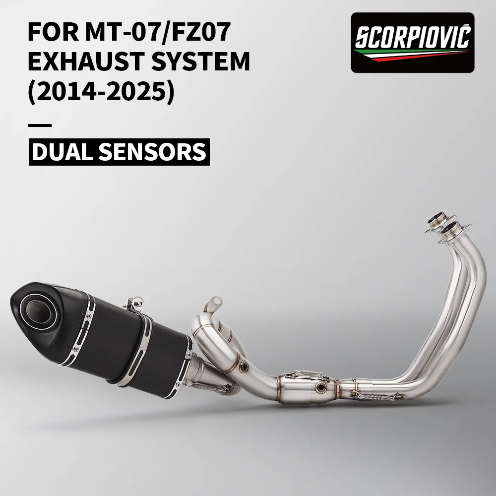 Sistema de escape para motocicleta con tubo de conexión frontal