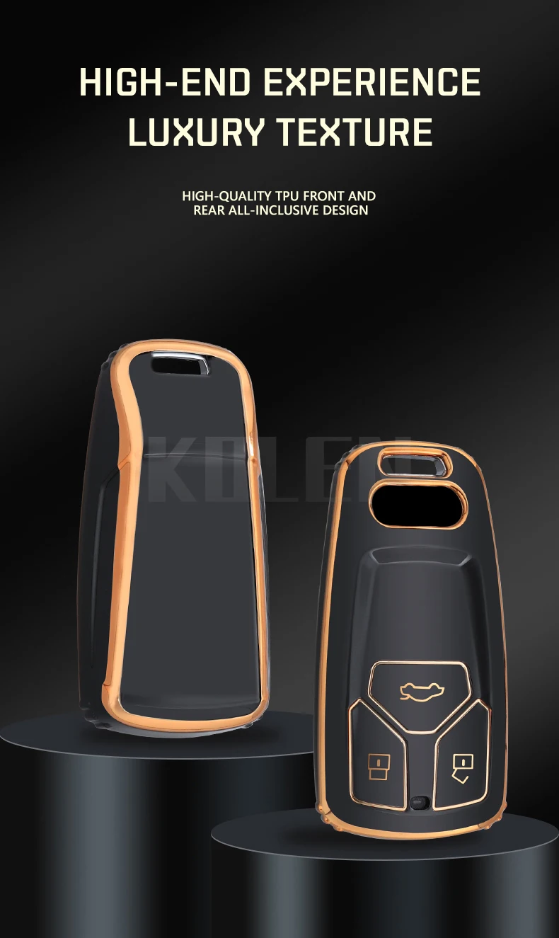 Vista lateral de funda TPU en llave Audi