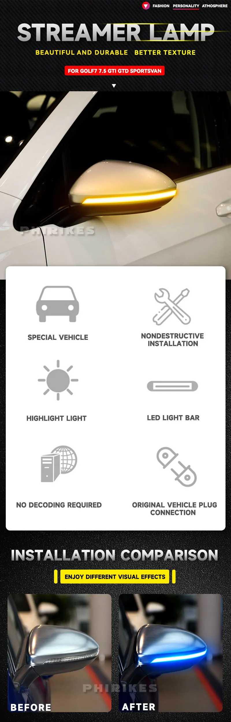 Intermitente LED espejo Golf 7