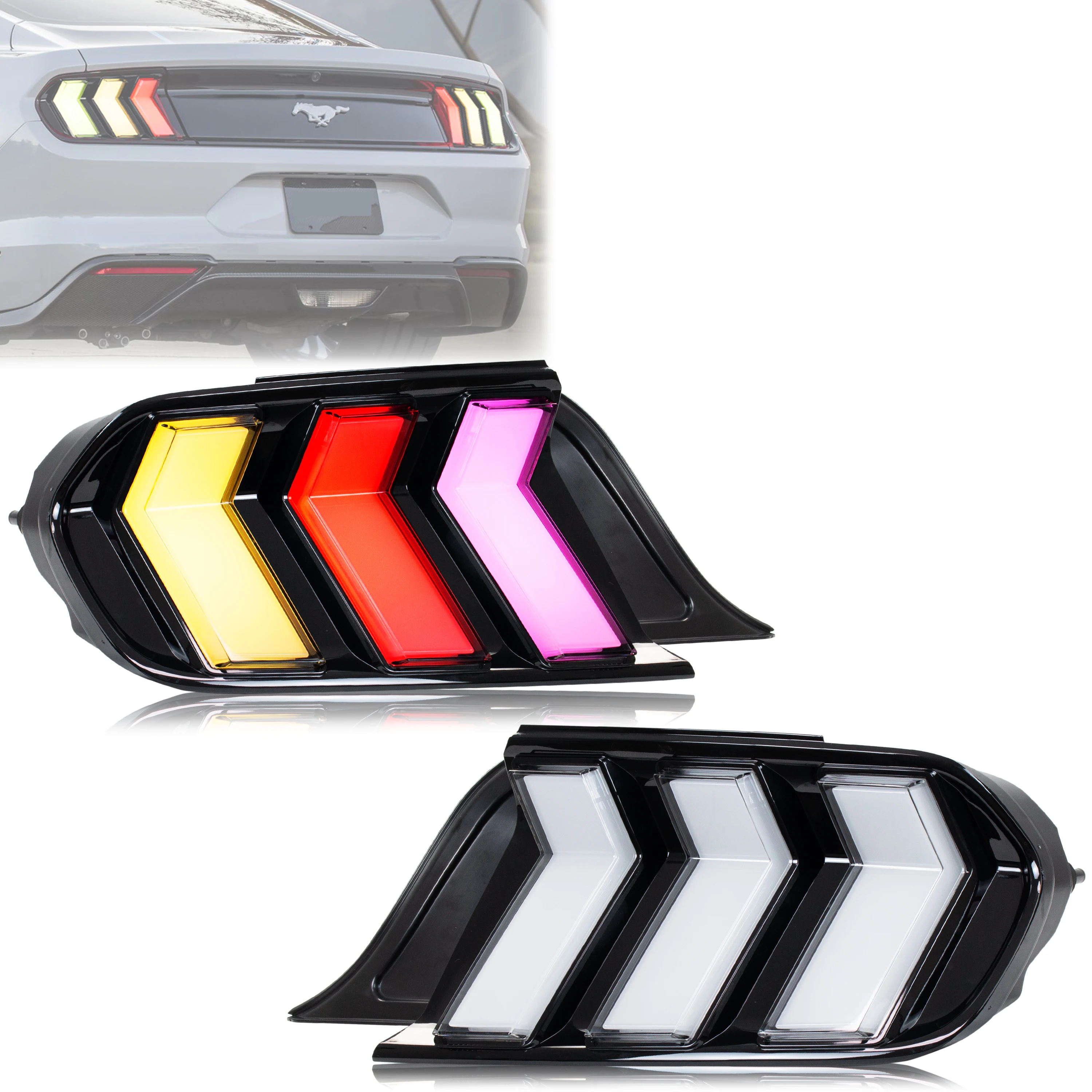 Luces traseras LED RGB para Ford Mustang S550 con efecto secuencial