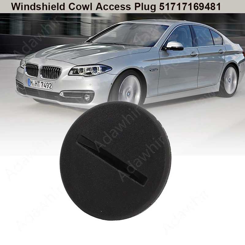 Tapón de acceso al capó del parabrisas instalado en vehículo BMW