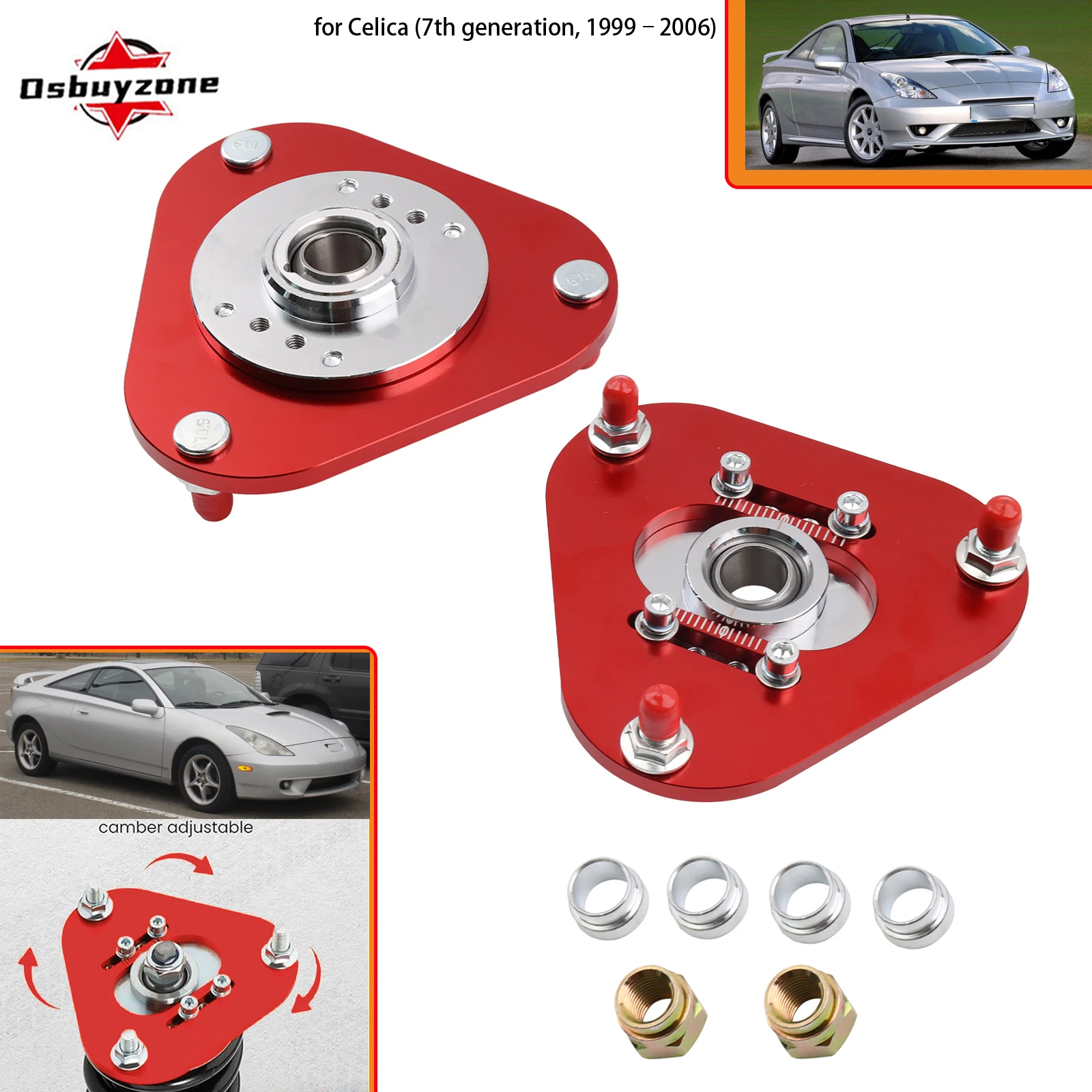 Placas camber instaladas en suspensión Coilover