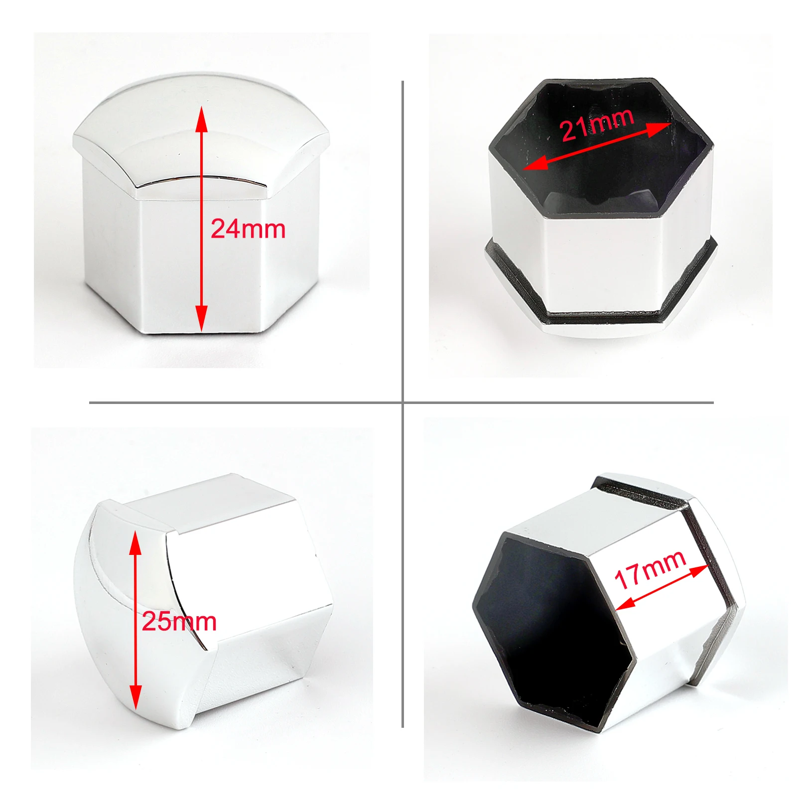 Visualización del tamaño hexagonal 21mm