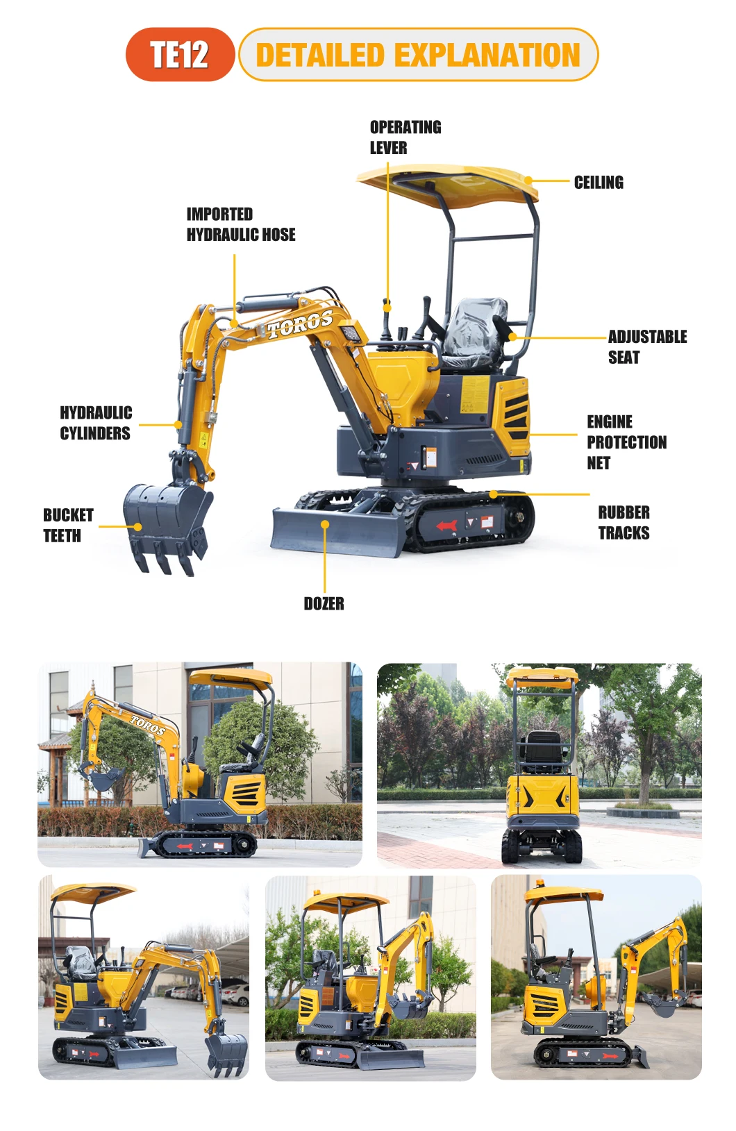 Características de la excavadora