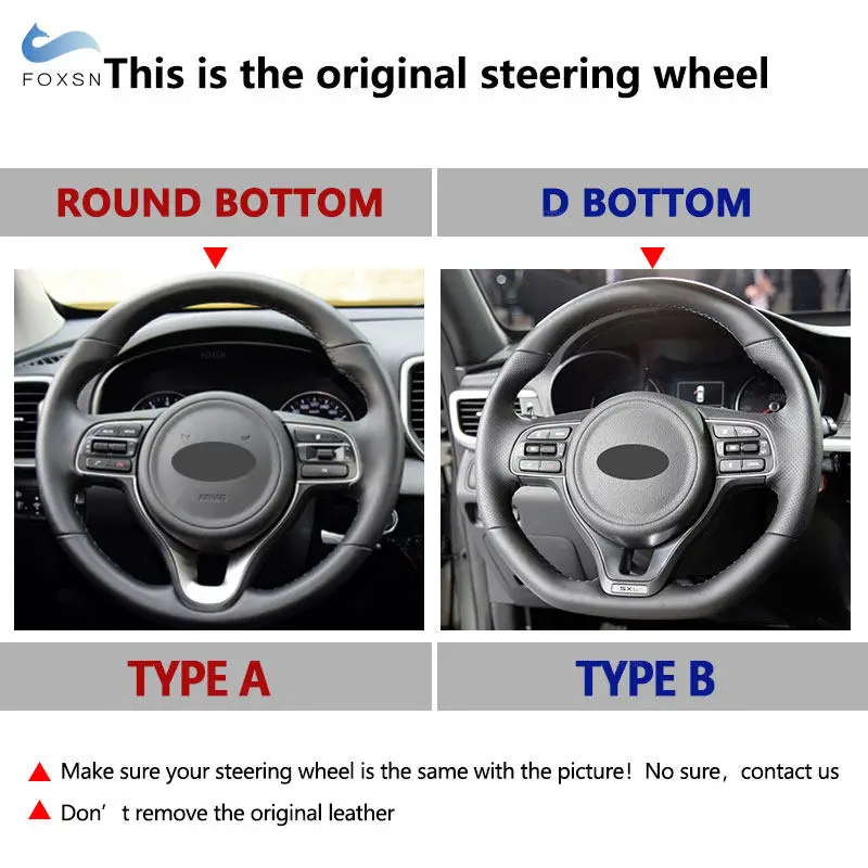 Protector de volante de cuero microfibra perforado negro para Kia Sportage