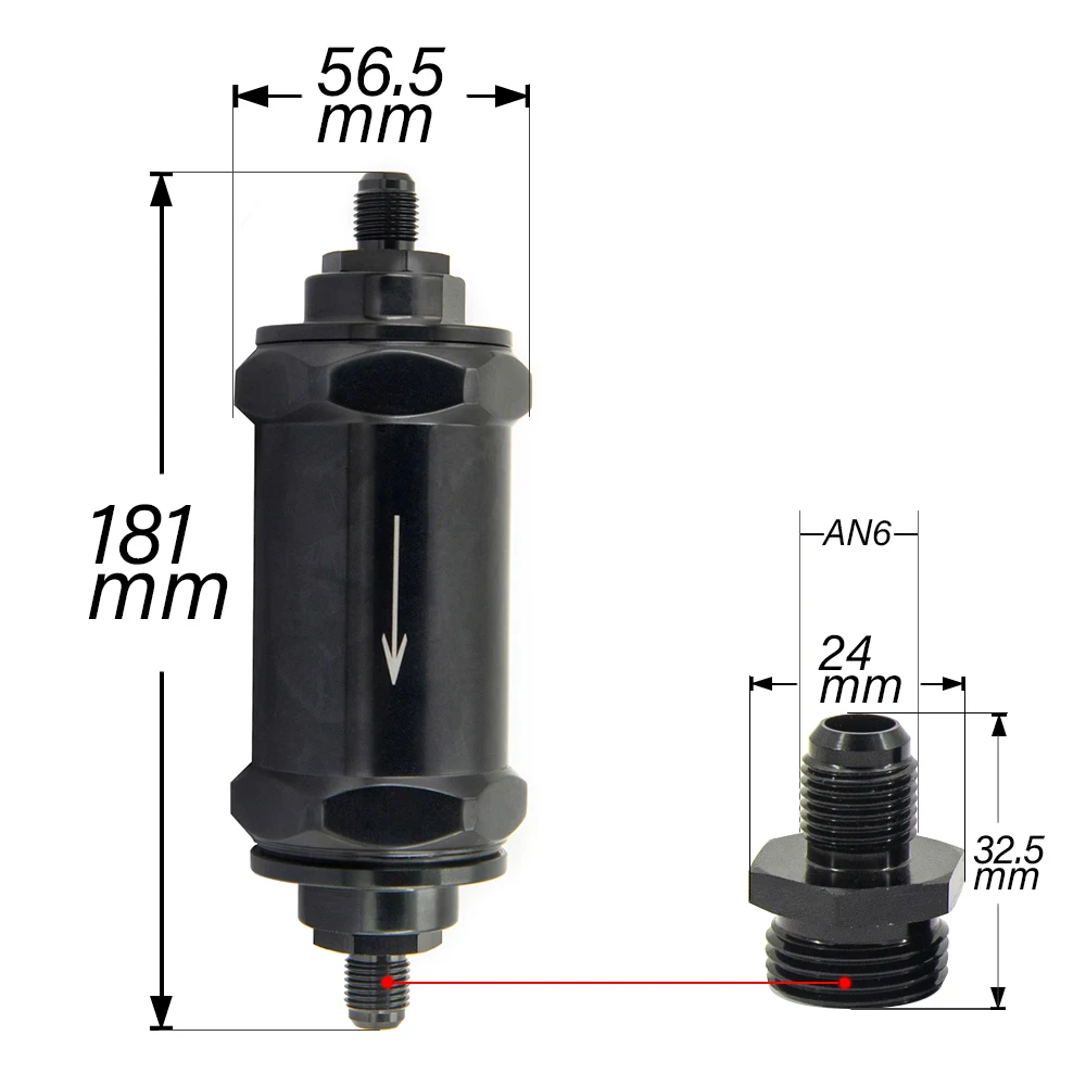 Filtro de combustible en línea E85 con elemento de acero inoxidable