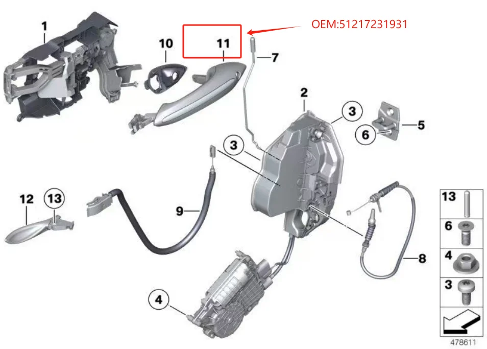 Manija de puerta eléctrica para Peugeot 2008