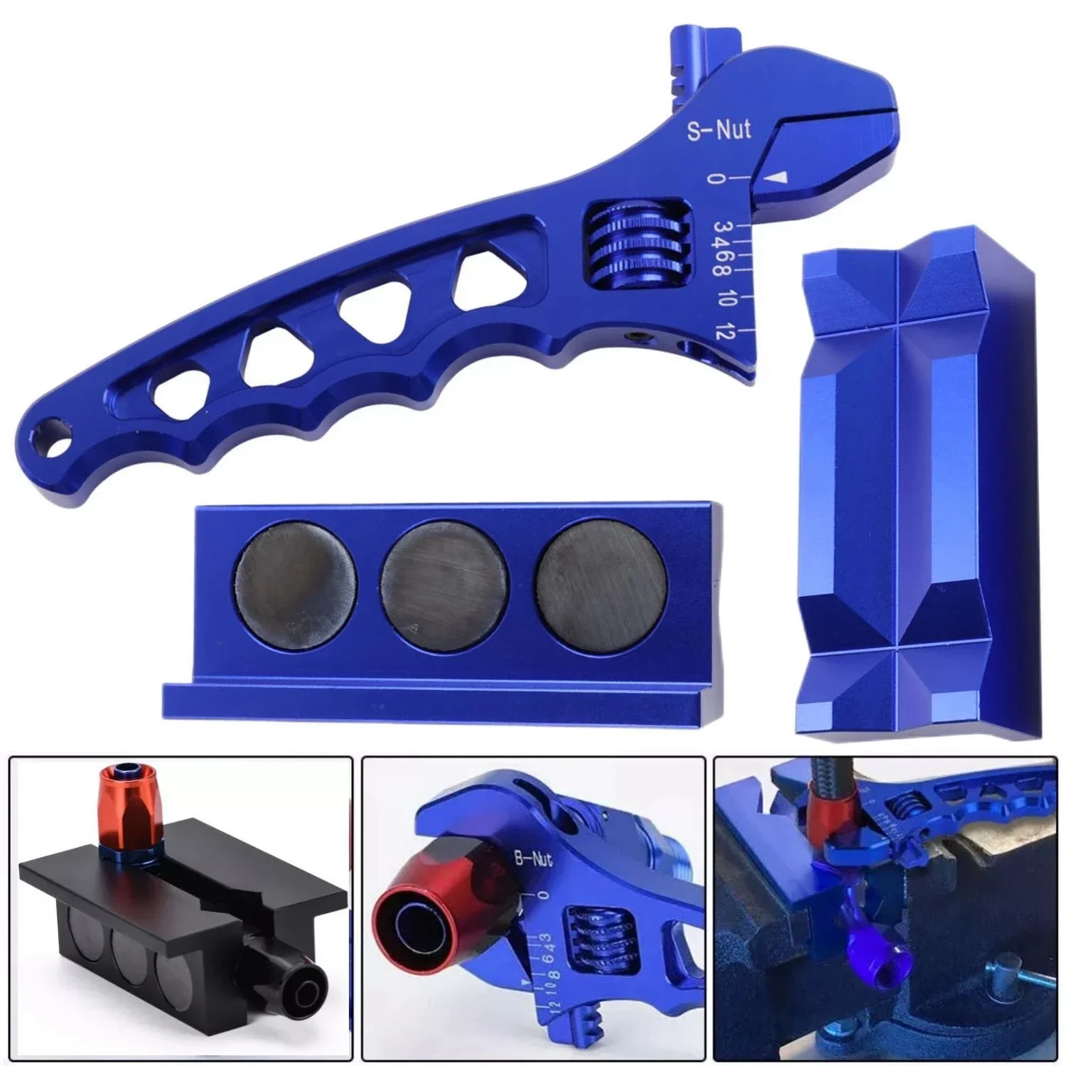 Llave ajustable mostrando el rango de apertura