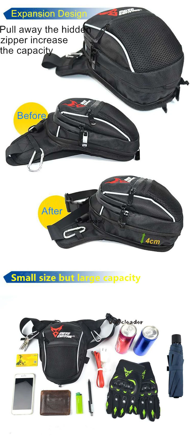 Bolsa limpia junto a la motocicleta