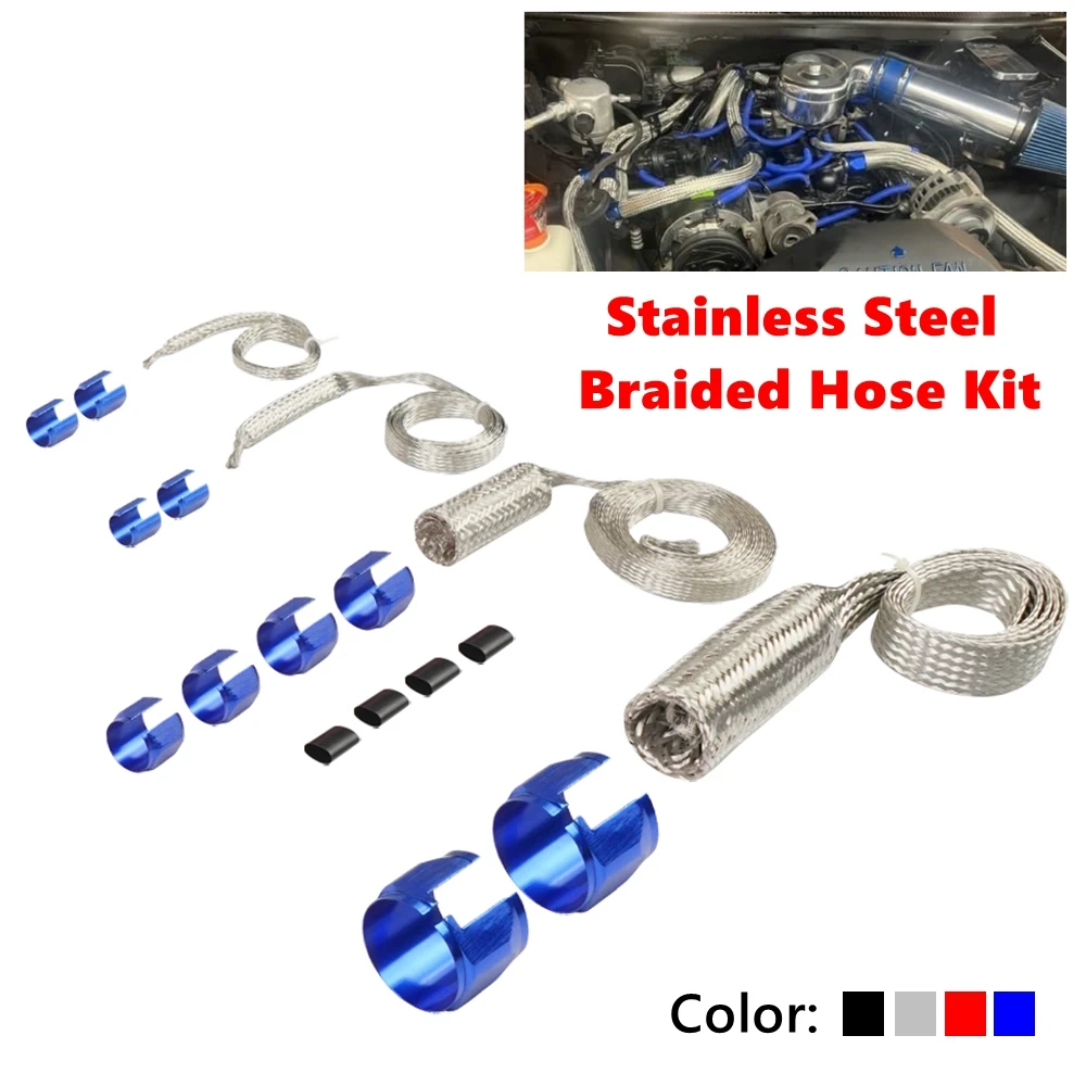 Kit de manguera trenzada instalado en motor