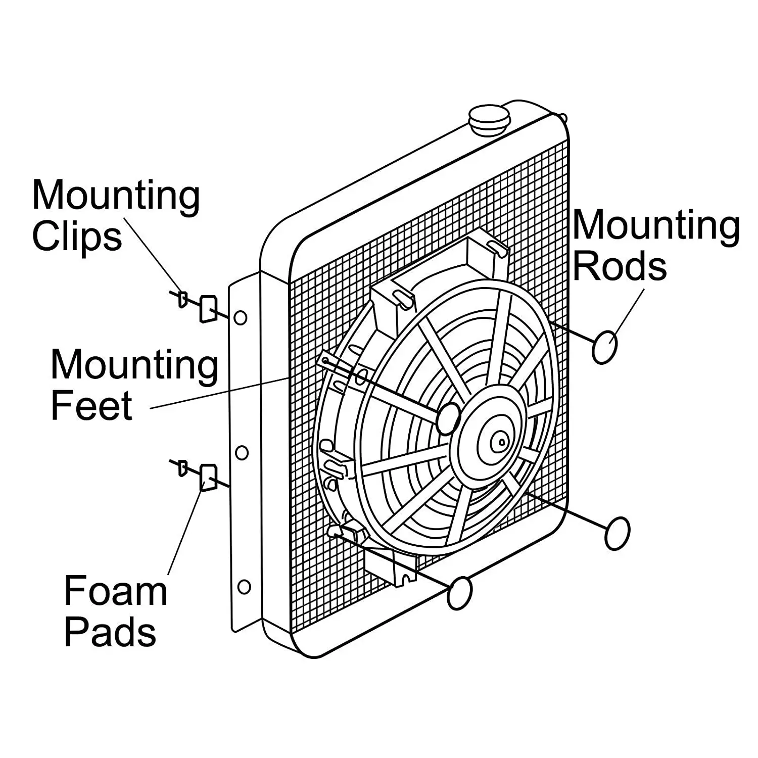 Ventilador slim de 6 pulgadas instalado en el compartimento del motor