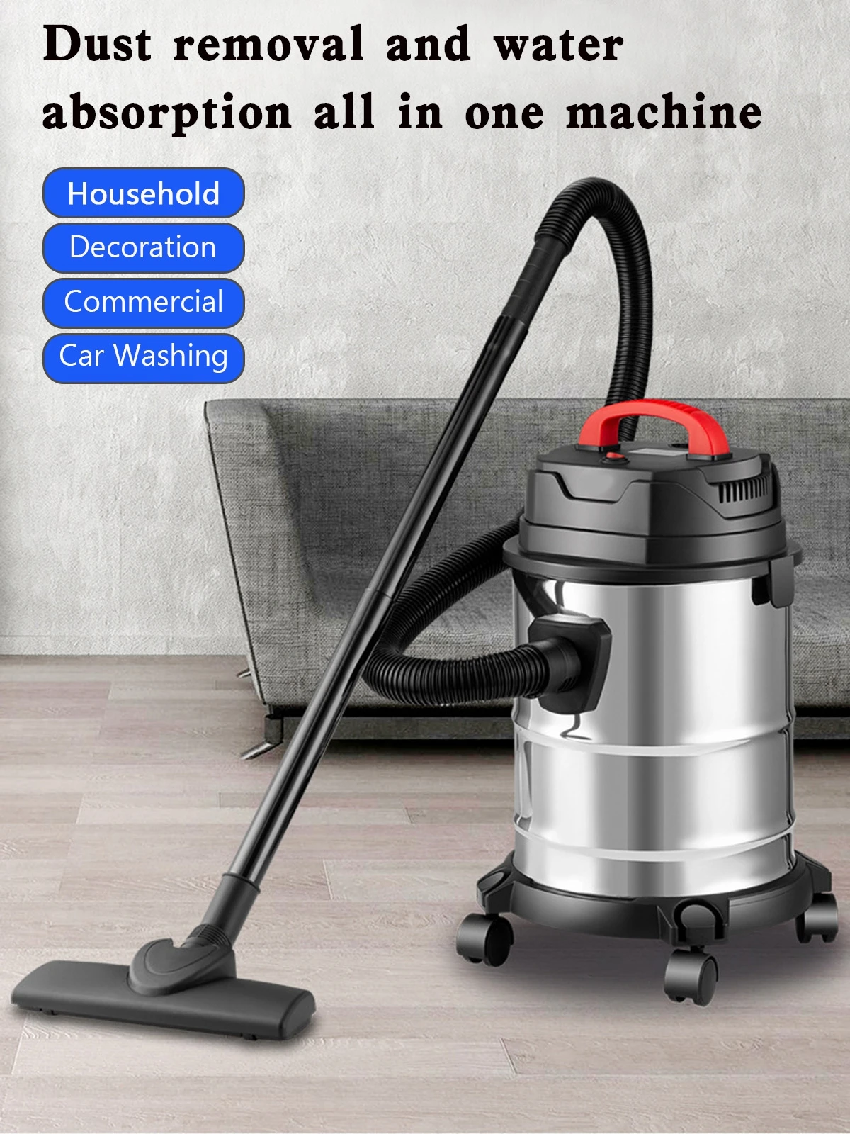 Aspiradora industrial con recipiente de acero inoxidable