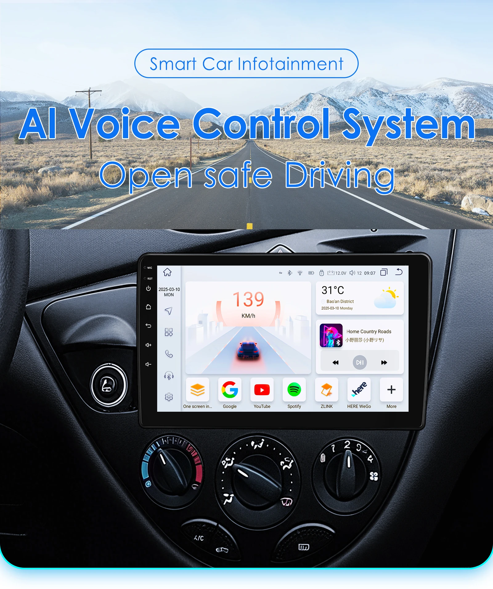 Autoradio OSSURET de 9 pulgadas para Ford