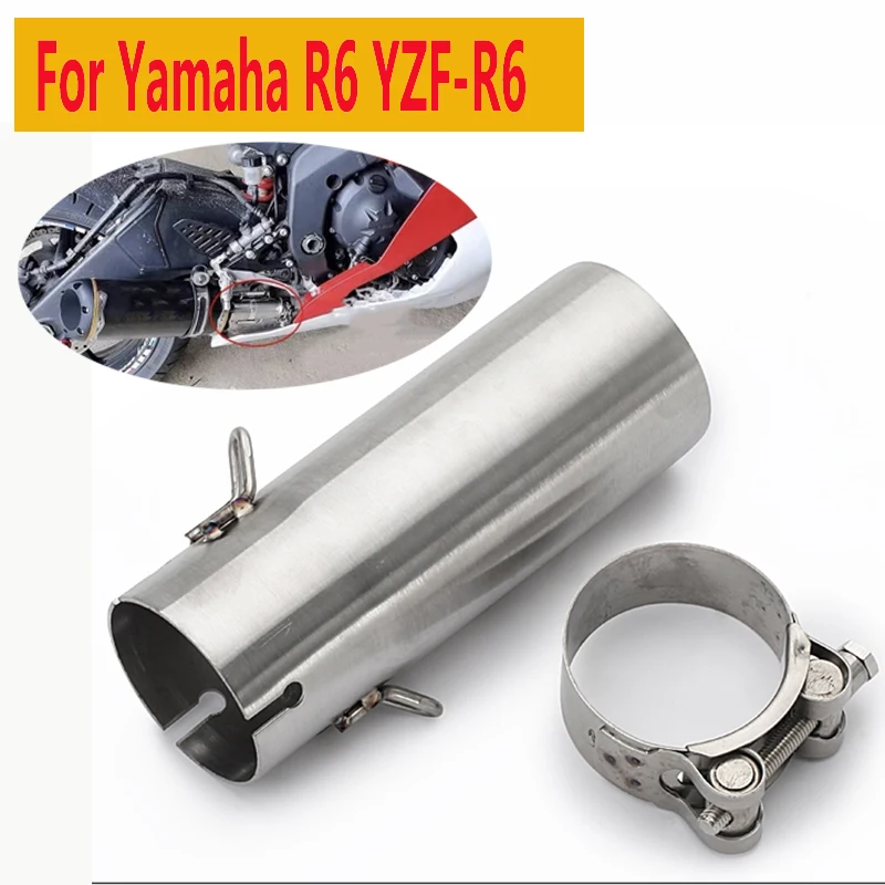 Tubo medio instalado en Yamaha R6, vista lateral
