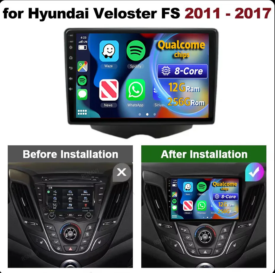 Interior del Hyundai Veloster con pantalla multimedia instalada