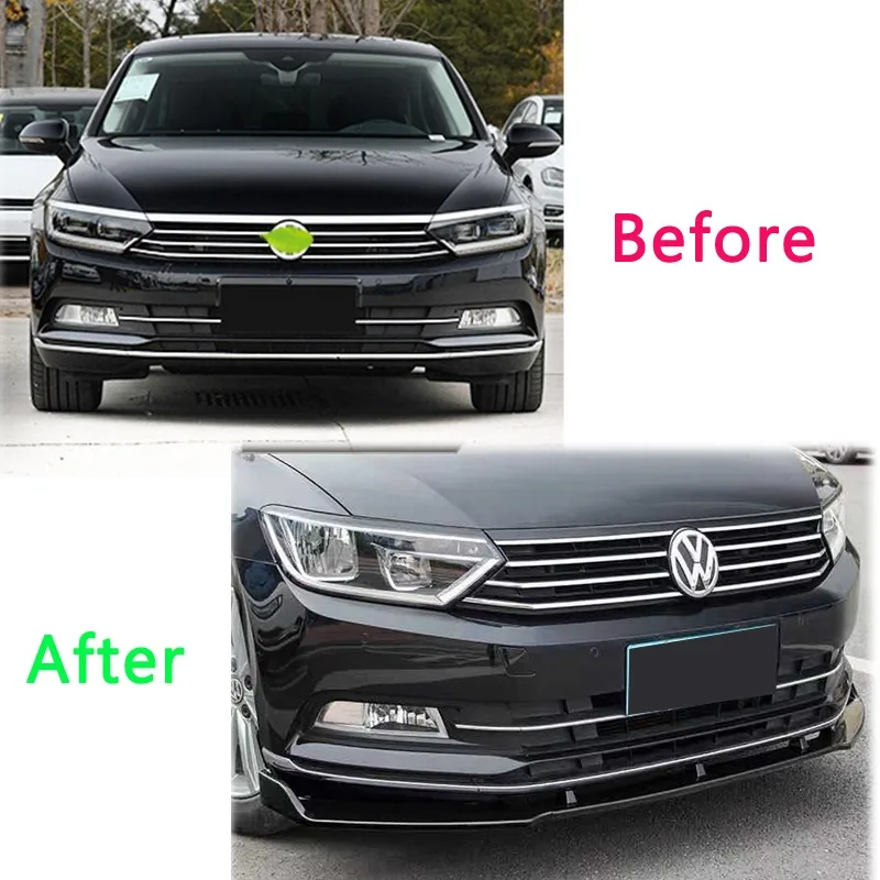 Parachoques lip spoiler VW Passat B8 Sedan en negro brillante