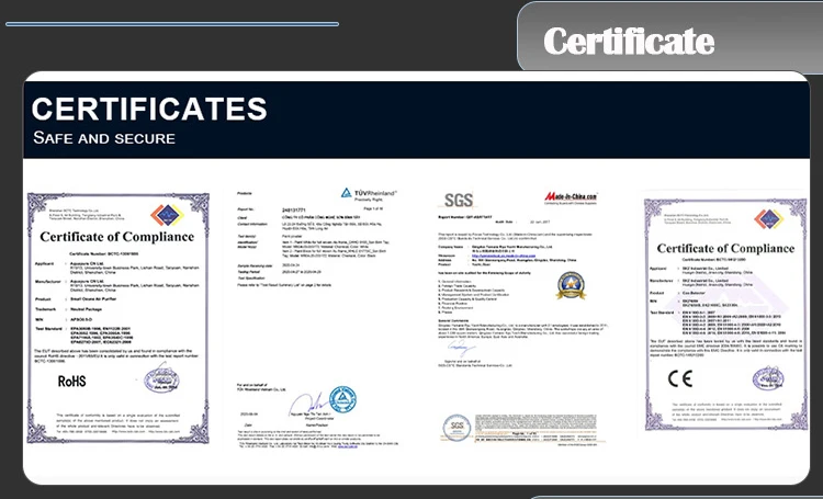Certificado de calidad del fabricante
