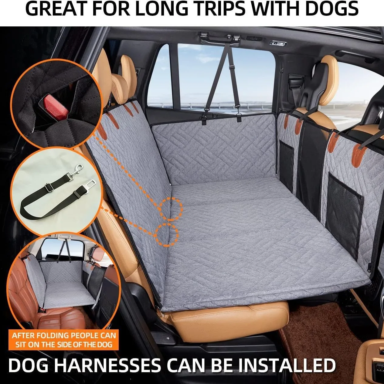 Cubierta de asiento de coche para perros vista lateral