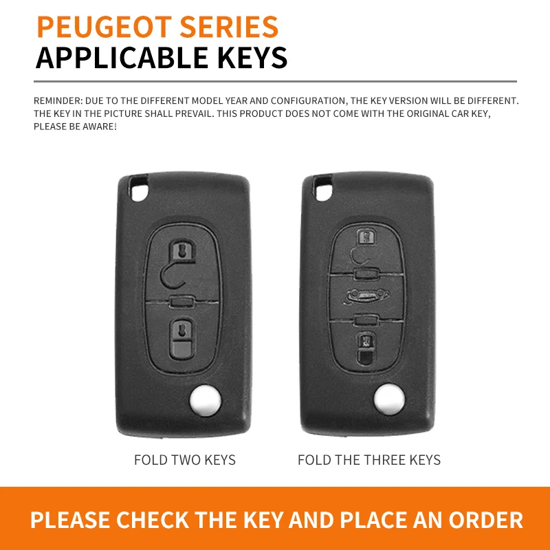 Funda de cuero PU para llave Peugeot - vista frontal
