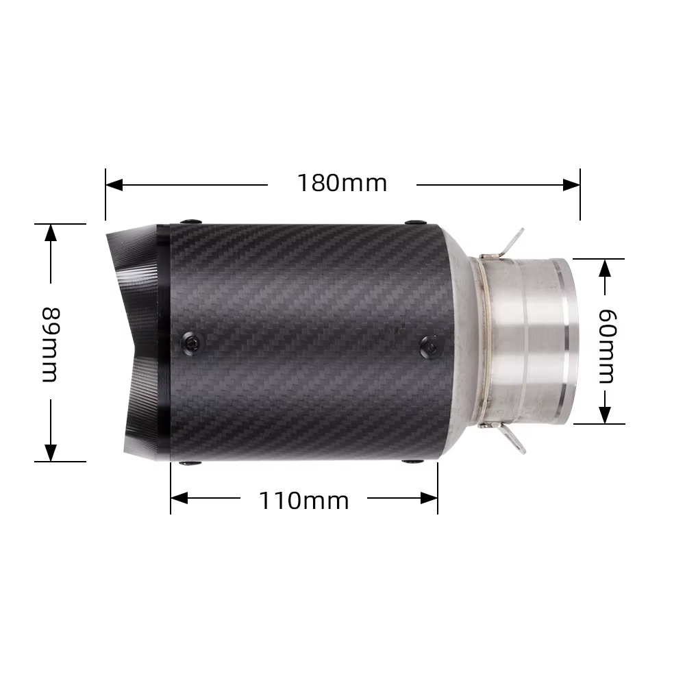 Detalle del silenciador universal para moto