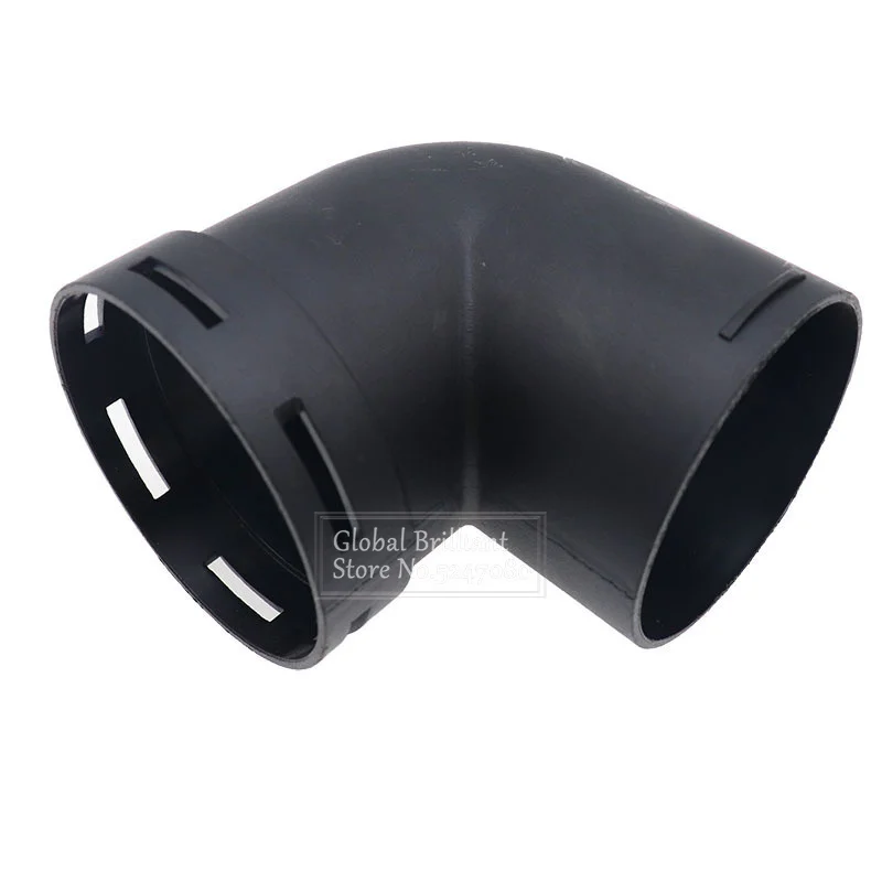 Vista frontal del conector de plástico negro