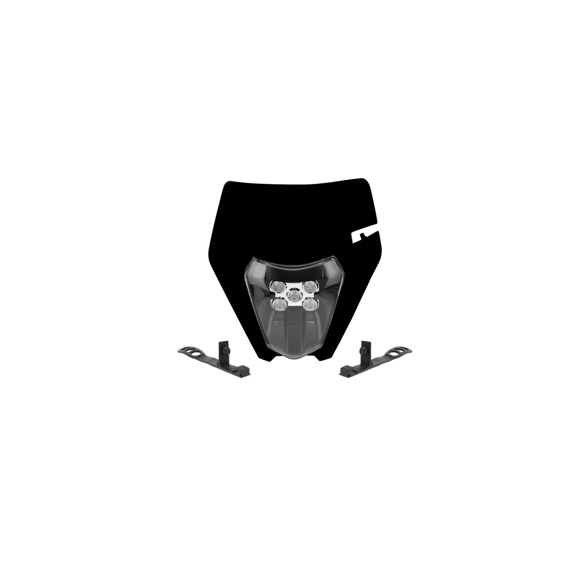Faros LED instalados en una motocicleta KTM de motocross mostrando el haz de luz
