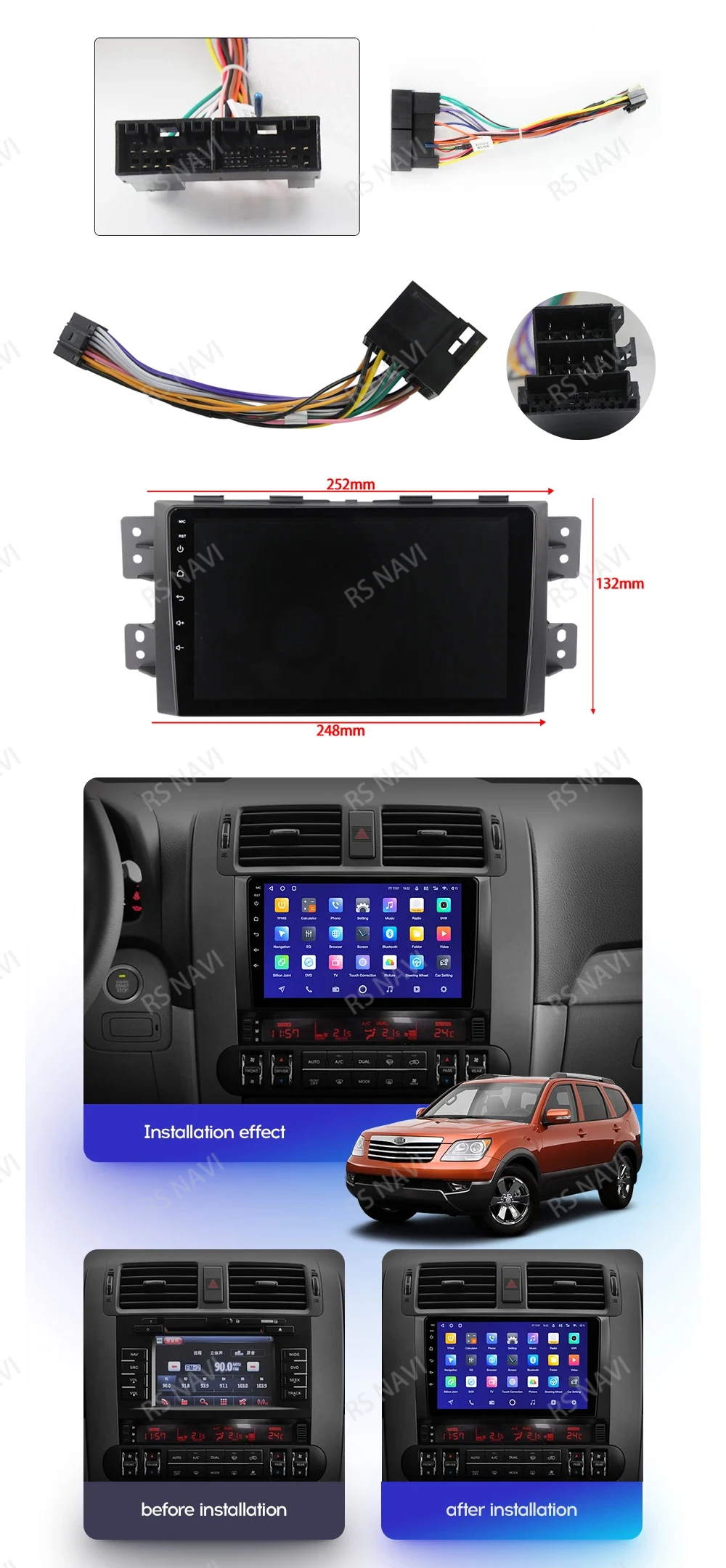Pantalla 2K con Android 15 del sistema multimedia