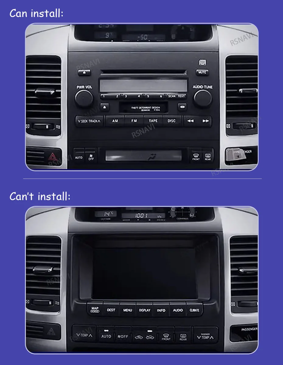 Vista frontal del autoradio RSNAVI 2Din con pantalla tactil