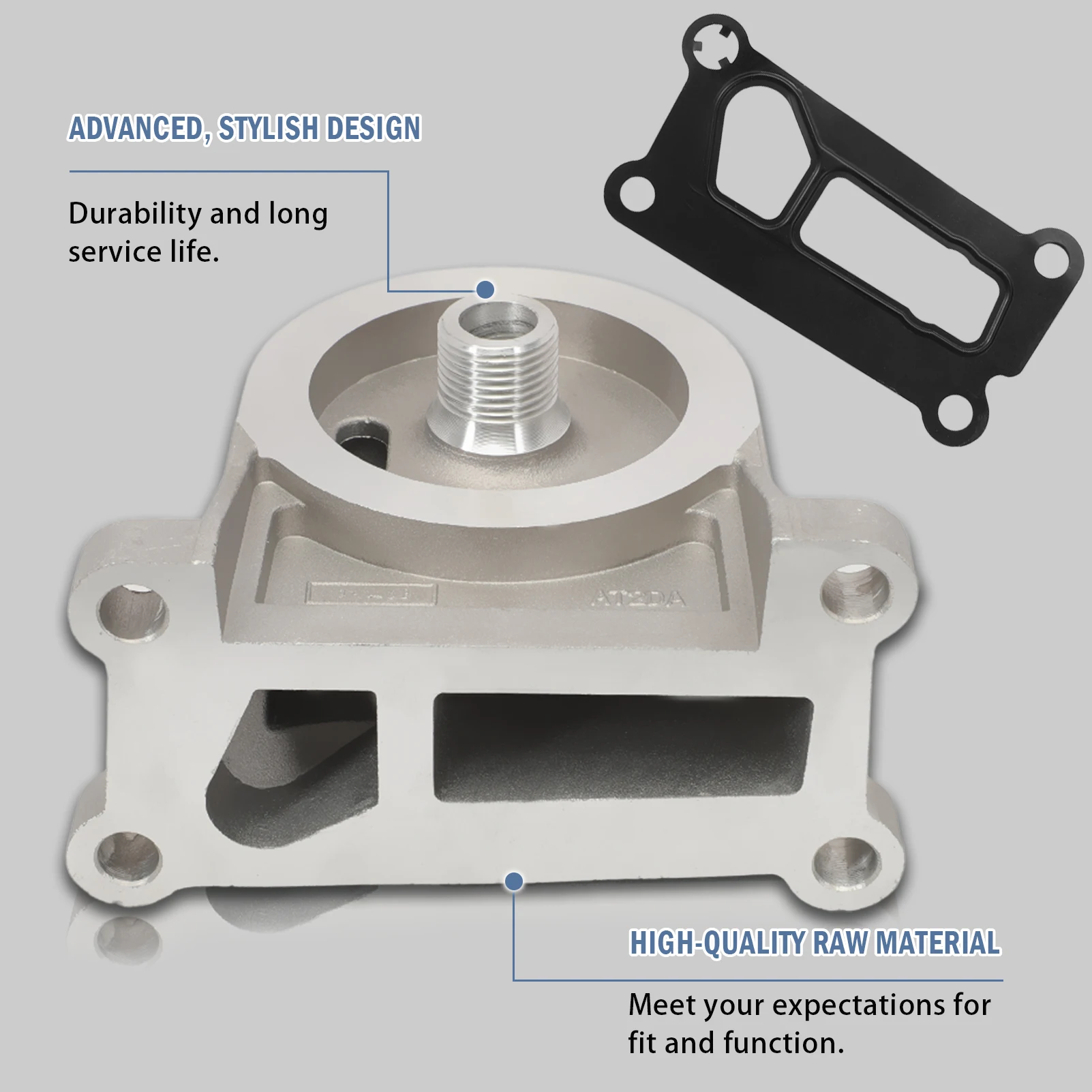 Detalle de la junta del adaptador de filtro de aceite para motor