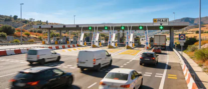 Autopista española de peaje con tráfico fluido.