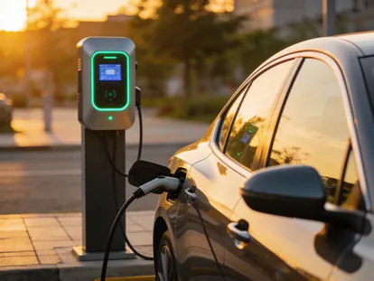 Coche eléctrico cargando en un punto de recarga público.